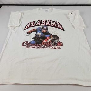 Alabama Crimson Tide Russell Athletic Mens T-Shirt White Captain America Crew L